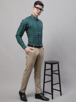 Thumbnail for Jainish Men's Green Cotton Checked Formal Shirt - Distacart