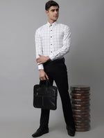 Thumbnail for Jainish Men's Cotton Checked Formal Shirts - White - Distacart