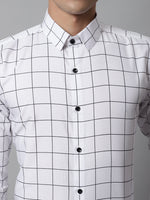 Thumbnail for Jainish Men's Cotton Checked Formal Shirts - White - Distacart