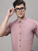 Jainish Men's Cotton Half Sleeves Solid Formal Shirts - Magenta - Distacart