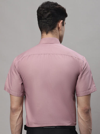 Jainish Men's Cotton Half Sleeves Solid Formal Shirts - Magenta - Distacart