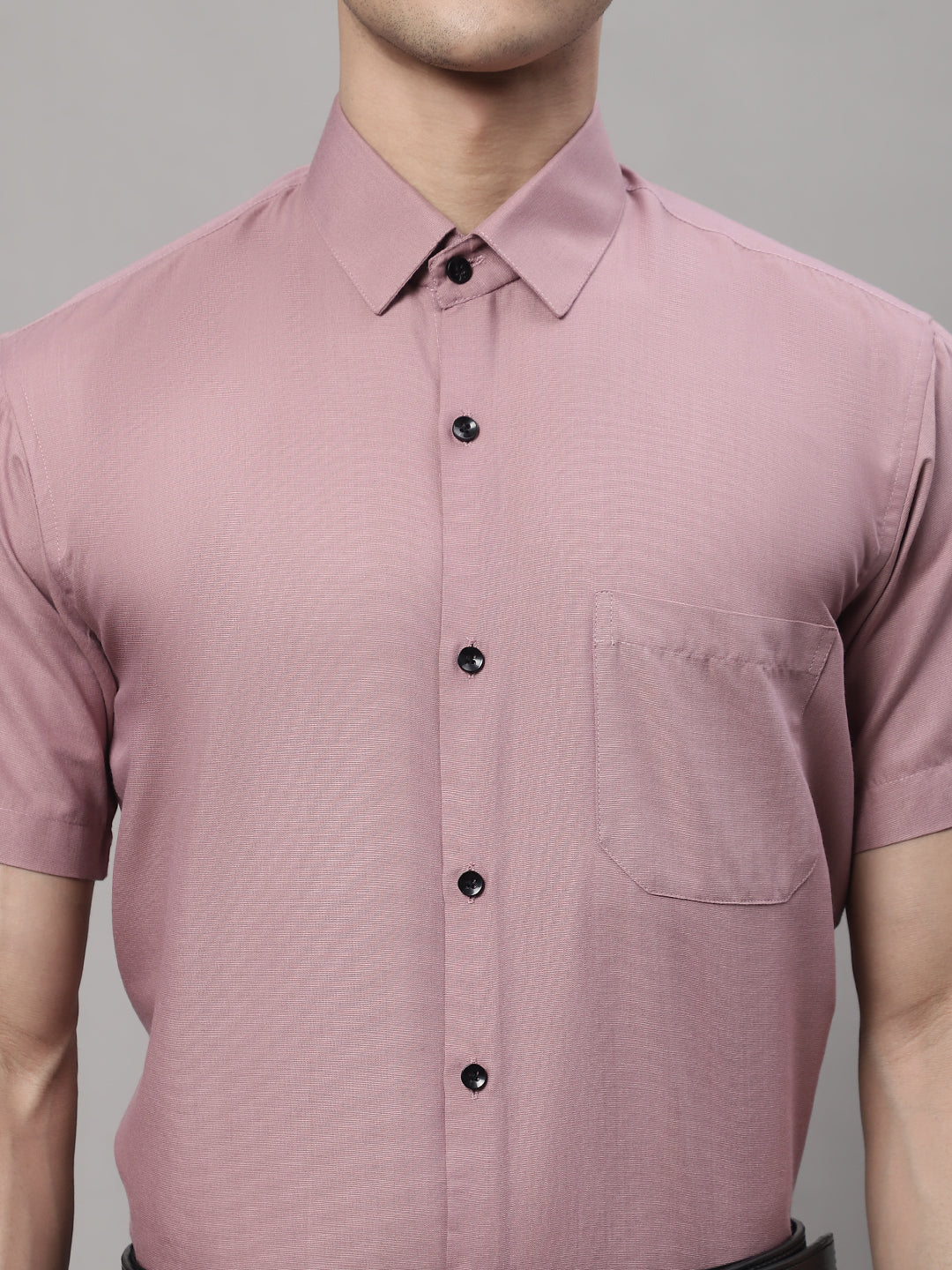 Jainish Men's Cotton Half Sleeves Solid Formal Shirts - Magenta - Distacart