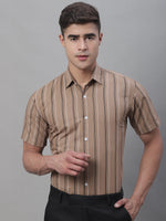 Thumbnail for Jainish Men's Brown Striped Formal Shirt - Distacart