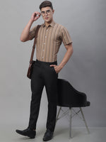 Thumbnail for Jainish Men's Brown Striped Formal Shirt - Distacart