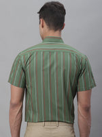 Thumbnail for Jainish Men's Olive Green Striped Formal Shirt - Distacart