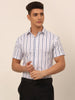 Jainish Men's Cotton Striped Formal Shirts - White - Distacart