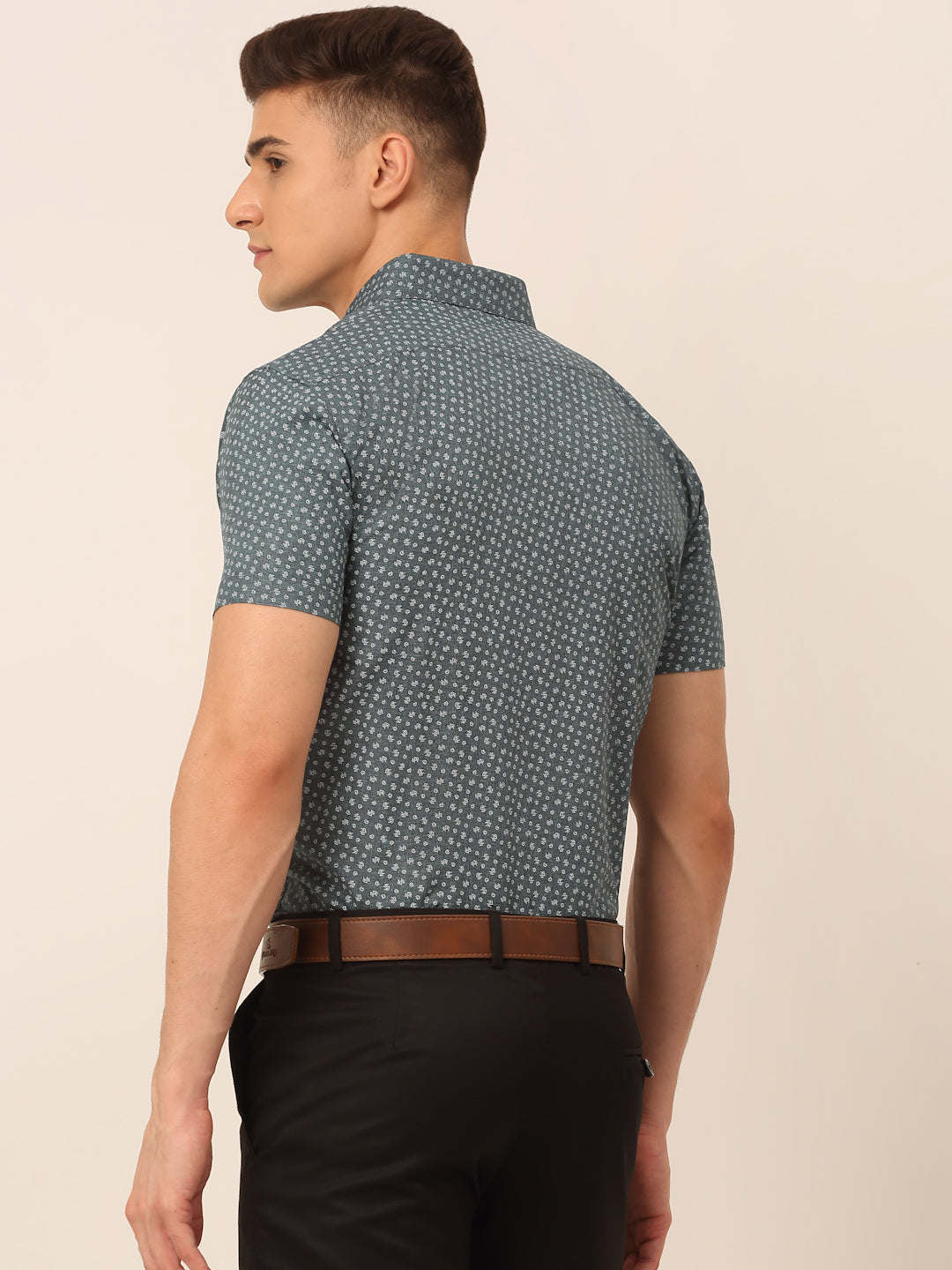 Jainish Men's Cotton Printed Formal Shirts - Grey - Distacart