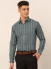 Jainish Men's Grey & White Classic Striped Formal Shirt - Distacart