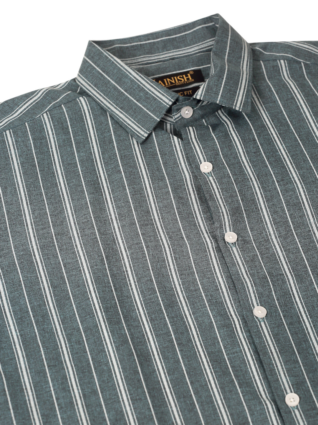Jainish Men's Grey & White Classic Striped Formal Shirt - Distacart