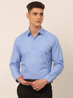 Thumbnail for Jainish Men's Blue Classic Printed Formal Shirt - Distacart