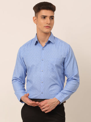 Jainish Men's Blue Classic Printed Formal Shirt - Distacart