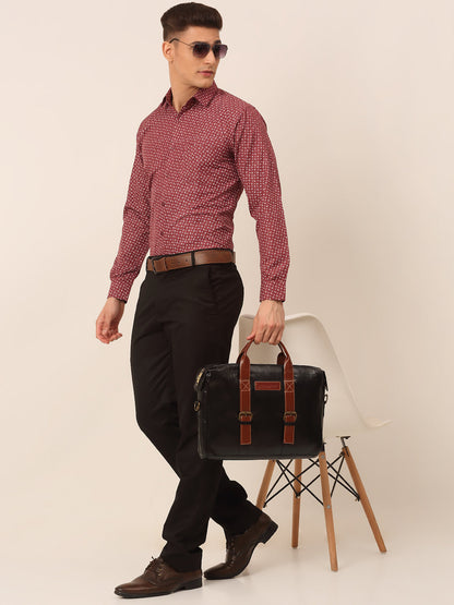 Jainish Men's Maroon Classic Printed Formal Shirt - Distacart