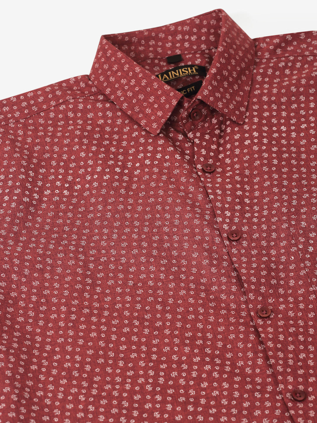 Jainish Men's Maroon Classic Printed Formal Shirt - Distacart