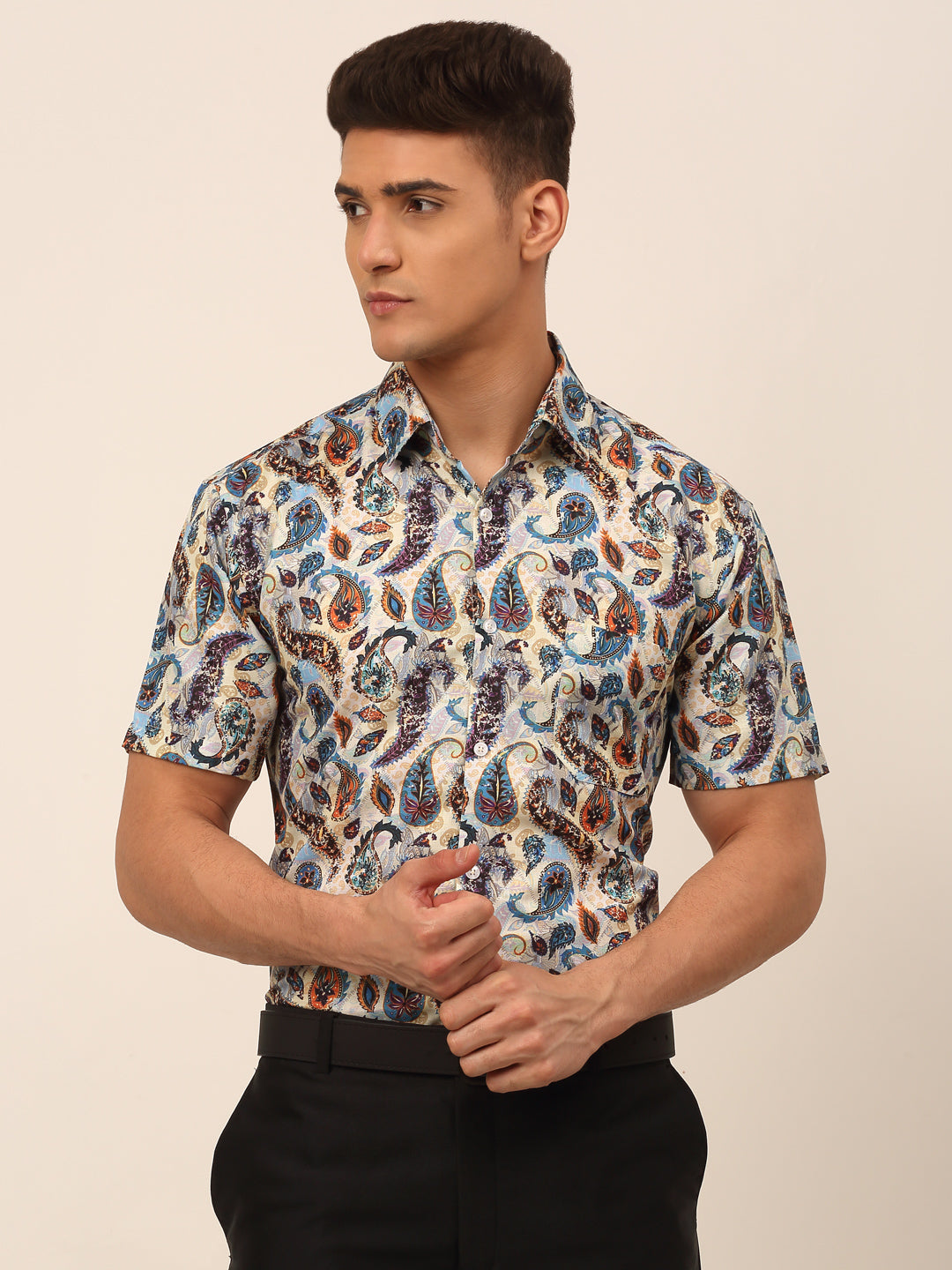 Jainish Men's Cotton Printed Formal Shirts - Multi - Distacart