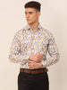 Jainish Men's Cotton Printed Formal Shirts - White-Grey - Distacart