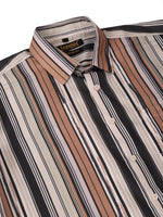 Thumbnail for Jainish Men's Cotton Striped Formal Shirts - Brown - Distacart