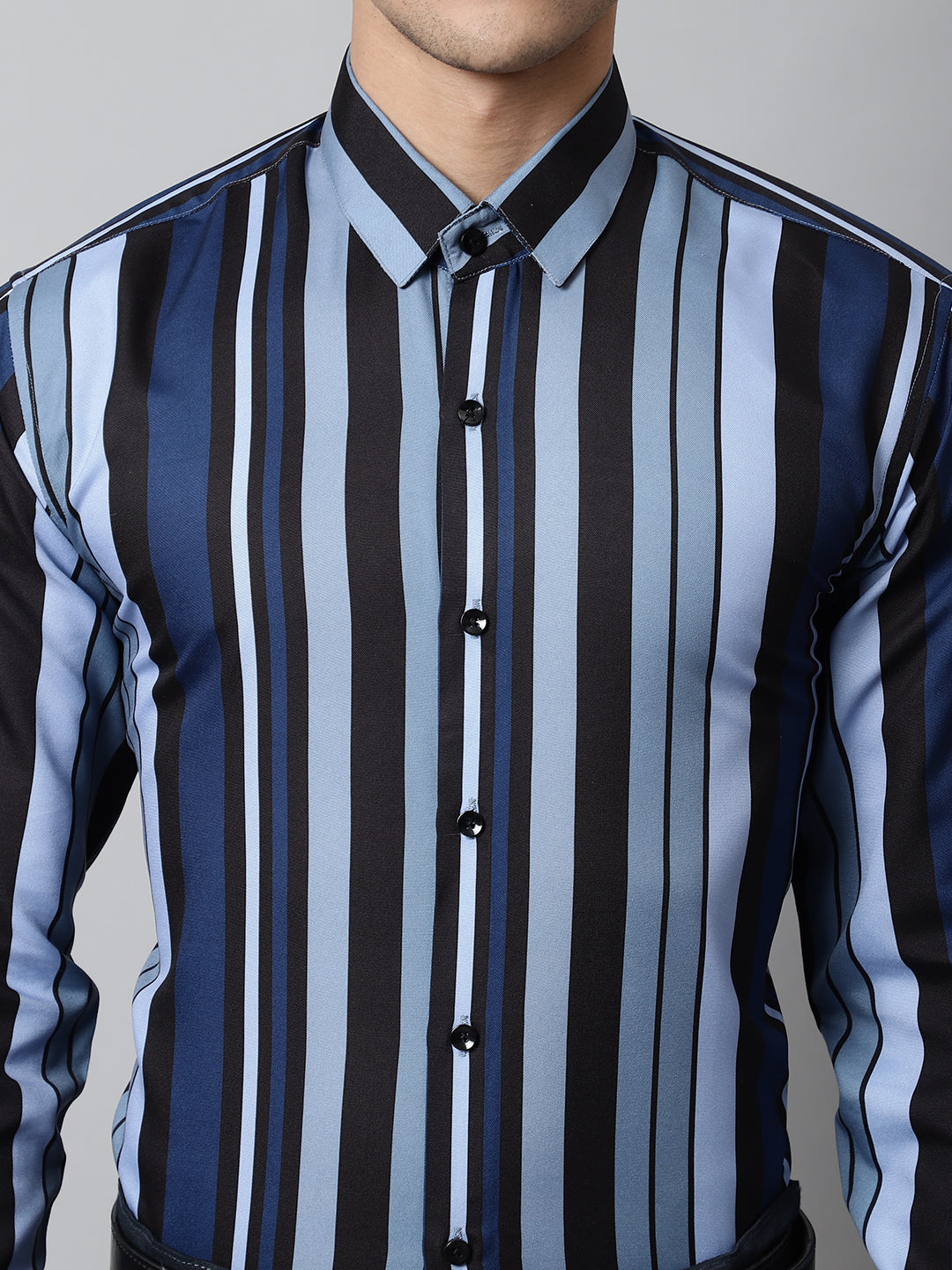 Jainish Men's Grey Classic Striped Formal Shirt - Distacart