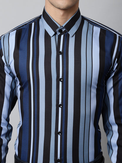 Jainish Men's Grey Classic Striped Formal Shirt - Distacart