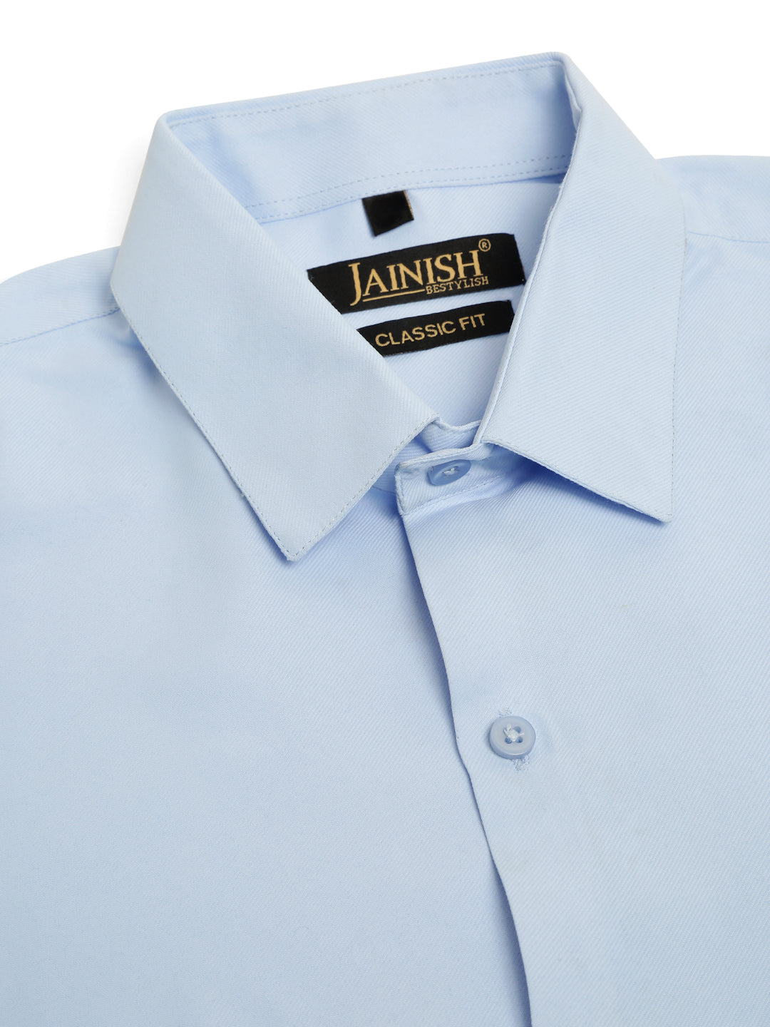 Jainish Men's Cotton Solid Formal Shirt - Firozi - Distacart