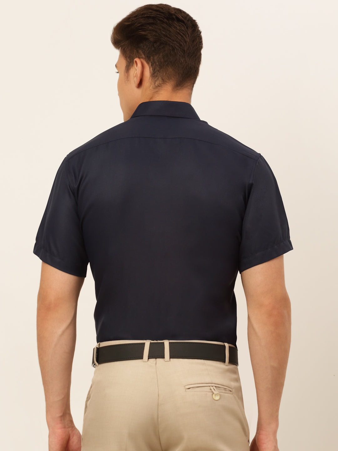 Jainish Men's Cotton Solid Formal Shirt - Navy Blue - Distacart