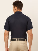 Thumbnail for Jainish Men's Cotton Solid Formal Shirt - Navy Blue - Distacart