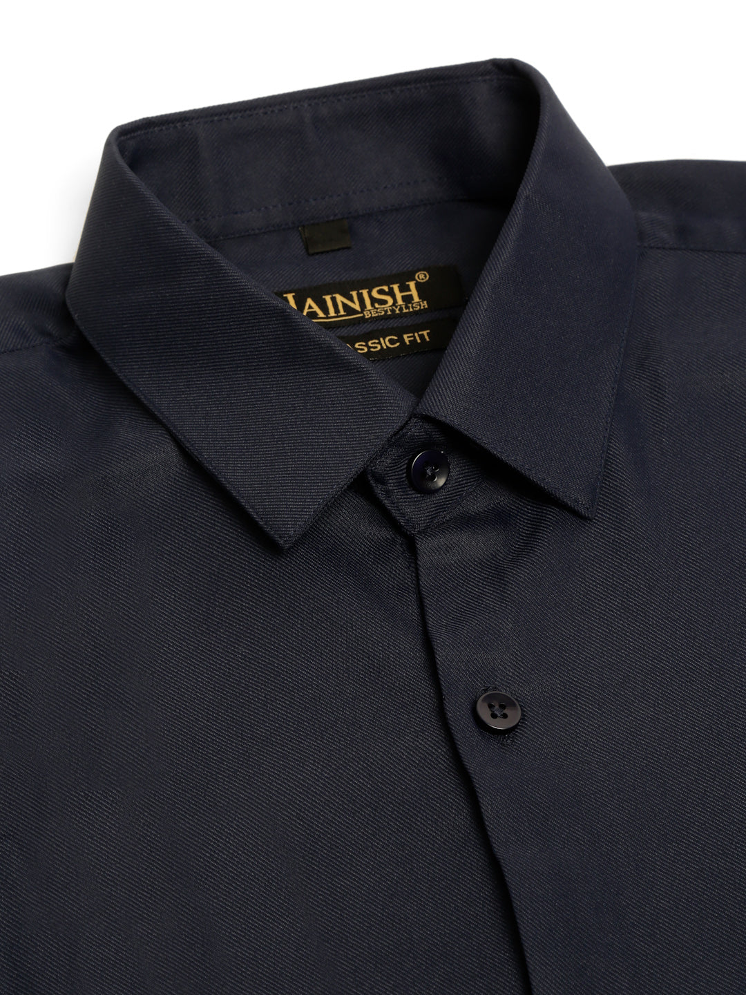 Jainish Men's Cotton Solid Formal Shirt - Navy Blue - Distacart