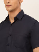 Thumbnail for Jainish Men's Cotton Solid Formal Shirt - Navy Blue - Distacart