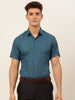 Jainish Men's Cotton Solid Formal Shirt - Teal - Distacart