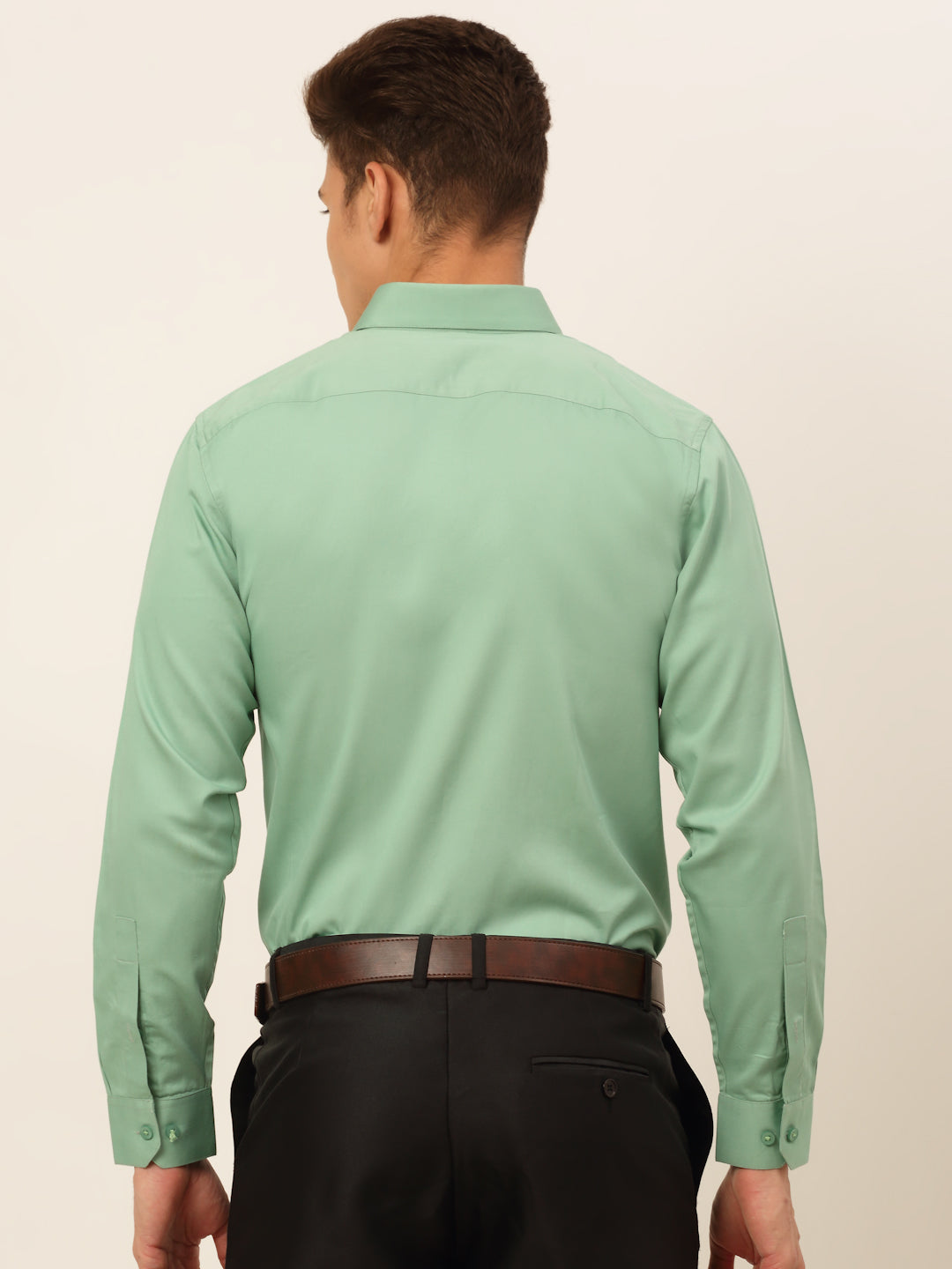 Jainish Men's Cotton Solid Formal Shirt - Pista - Distacart