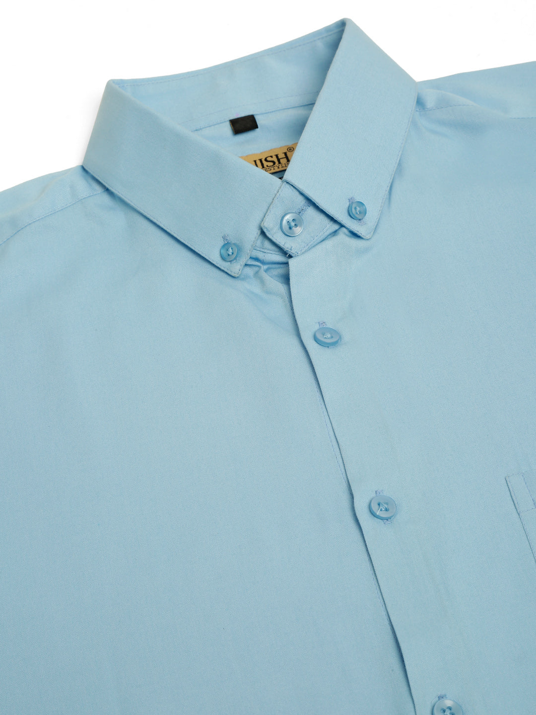 Jainish Men's Cotton Solid Formal Shirt - Sky Blue - Distacart