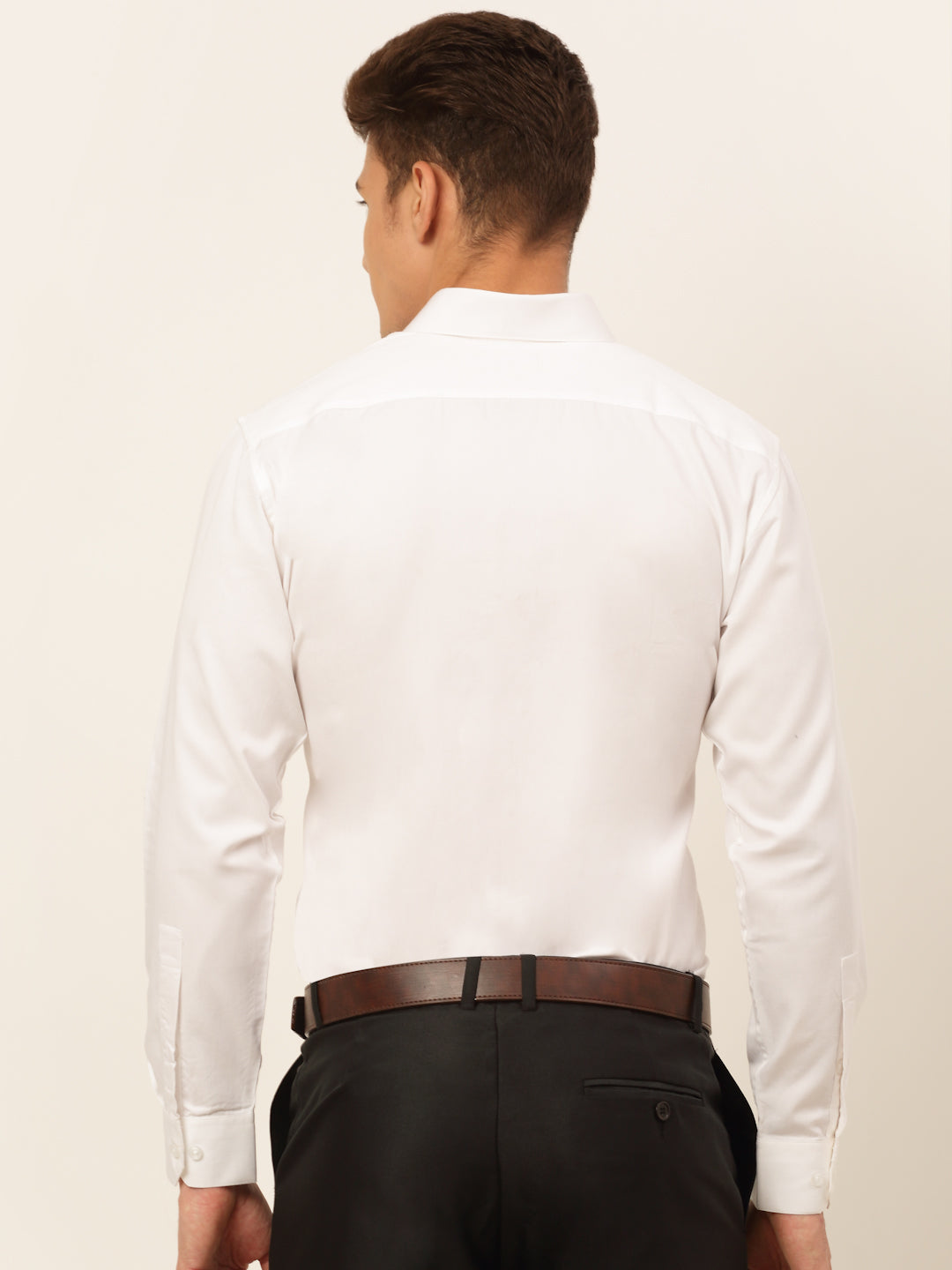 Jainish Men's Cotton Solid Formal Shirt - White - Distacart