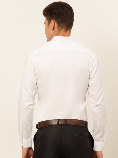 Jainish Men's Cotton Solid Formal Shirt - White - Distacart