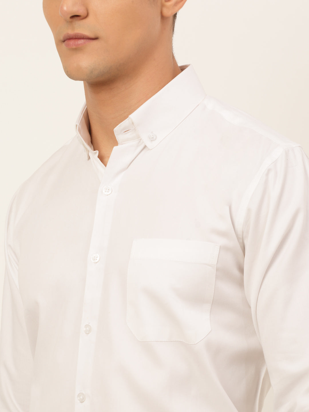 Jainish Men's Cotton Solid Formal Shirt - White - Distacart