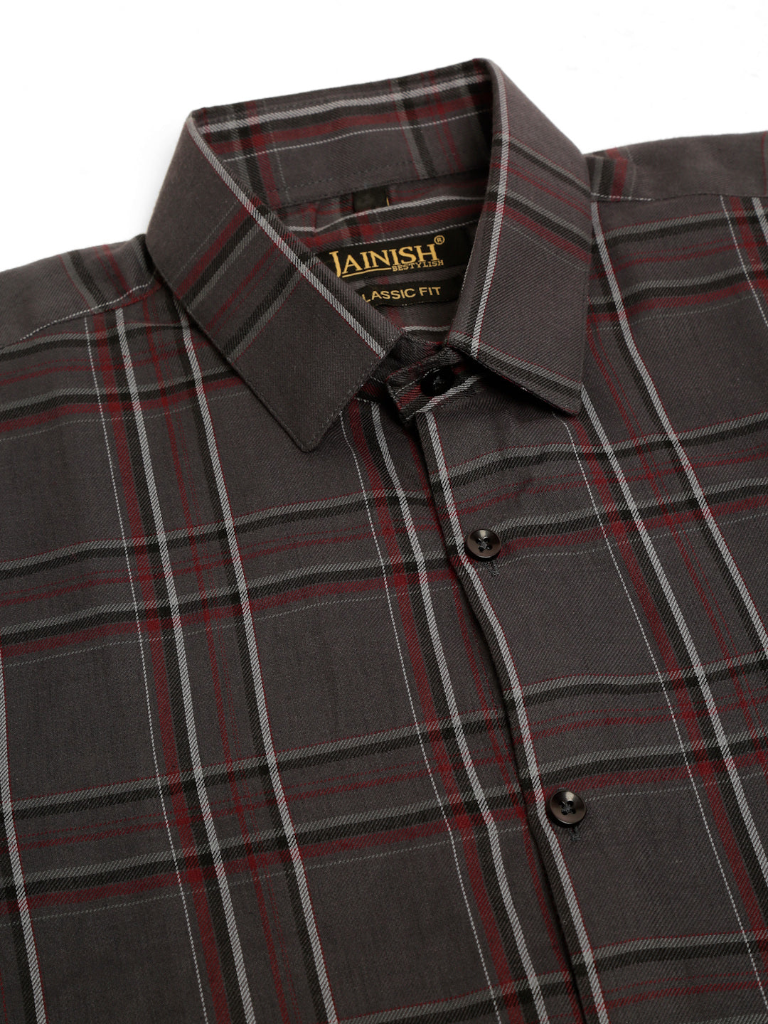 Jainish Men's Cotton Checked Formal Shirts - Brown - Distacart