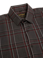 Thumbnail for Jainish Men's Cotton Checked Formal Shirts - Brown - Distacart