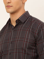 Thumbnail for Jainish Men's Cotton Checked Formal Shirts - Brown - Distacart