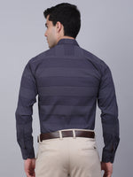 Thumbnail for Jainish Men's Grey Horizontal Striped Formal Shirt - Distacart