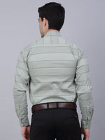 Thumbnail for Jainish Men's Pista Green Horizontal Striped Formal Shirt - Distacart
