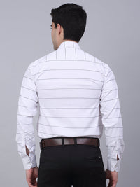 Thumbnail for Jainish Men's White Horizontal Striped Formal Shirt - Distacart