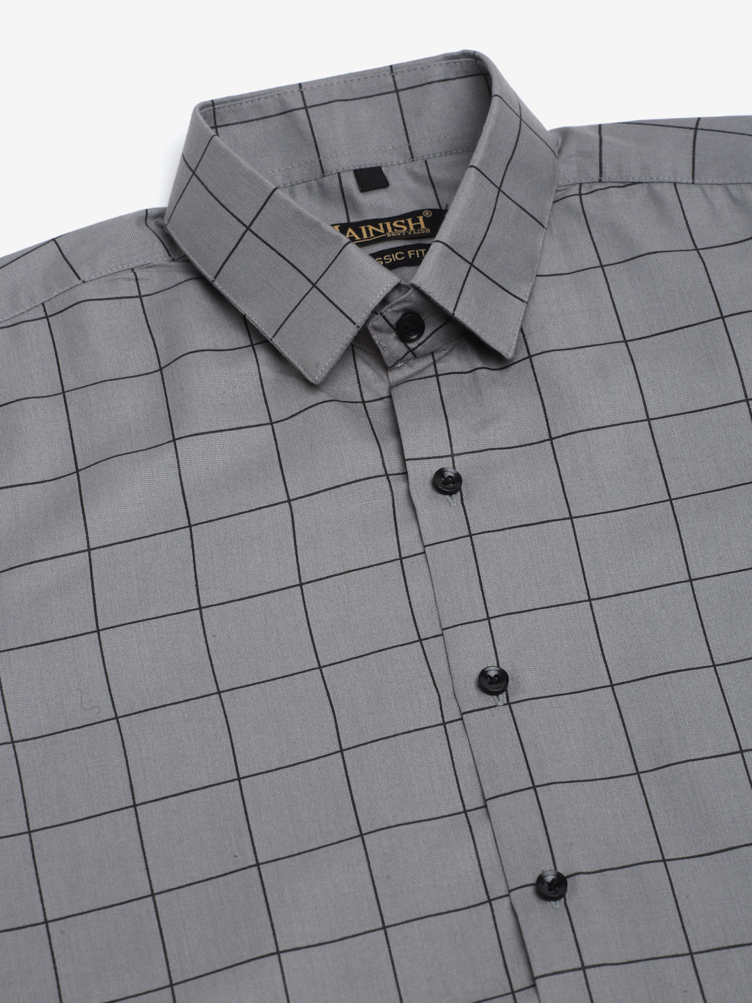 Jainish Men's Cotton Half Sleeve Checked Formal Shirts - Grey - Distacart
