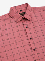 Thumbnail for Jainish Men's Cotton Half Sleeve Checked Formal Shirts - Peach - Distacart