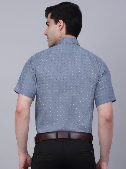 Jainish Men's Cotton Half Sleeve Printed Formal Shirts - Grey - Distacart