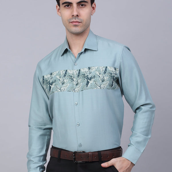 Jainish Men's Cotton Lycra Printed Formal Shirts - Pista - Distacart