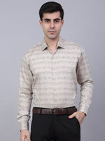 Thumbnail for Jainish Men's Cotton Lycra Printed Formal Shirts - Cream - Distacart