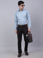 Thumbnail for Jainish Men's Cotton Lycra Printed Formal Shirts - Sky Blue - Distacart