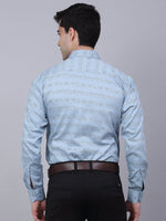 Thumbnail for Jainish Men's Cotton Lycra Printed Formal Shirts - Sky Blue - Distacart