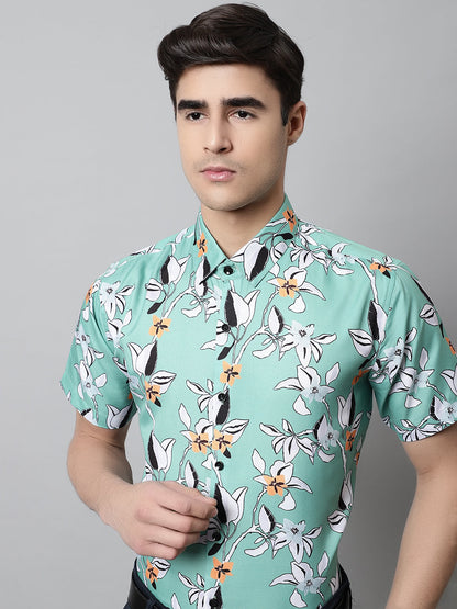 Jainish Men's Green Classic Printed Formal Shirt - Distacart
