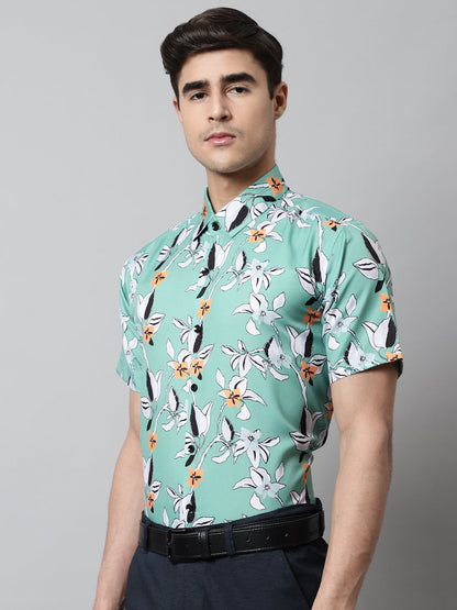 Jainish Men's Green Classic Printed Formal Shirt - Distacart