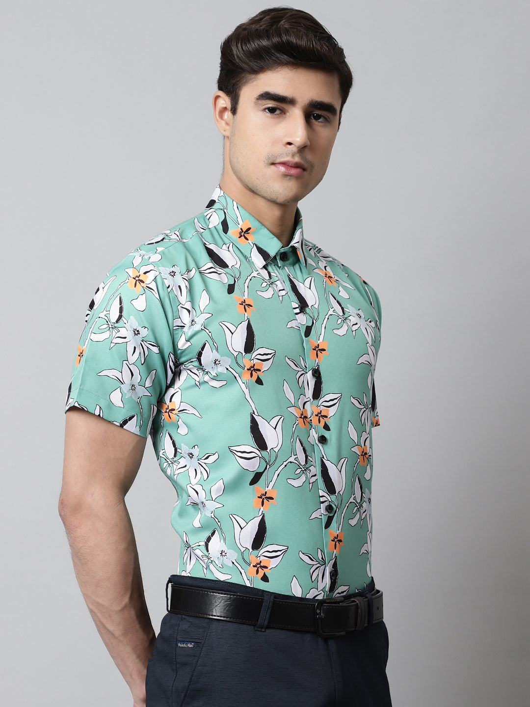 Jainish Men's Green Classic Printed Formal Shirt - Distacart
