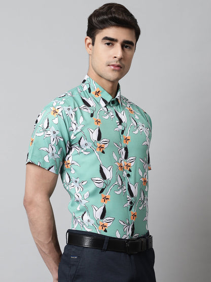 Jainish Men's Green Classic Printed Formal Shirt - Distacart